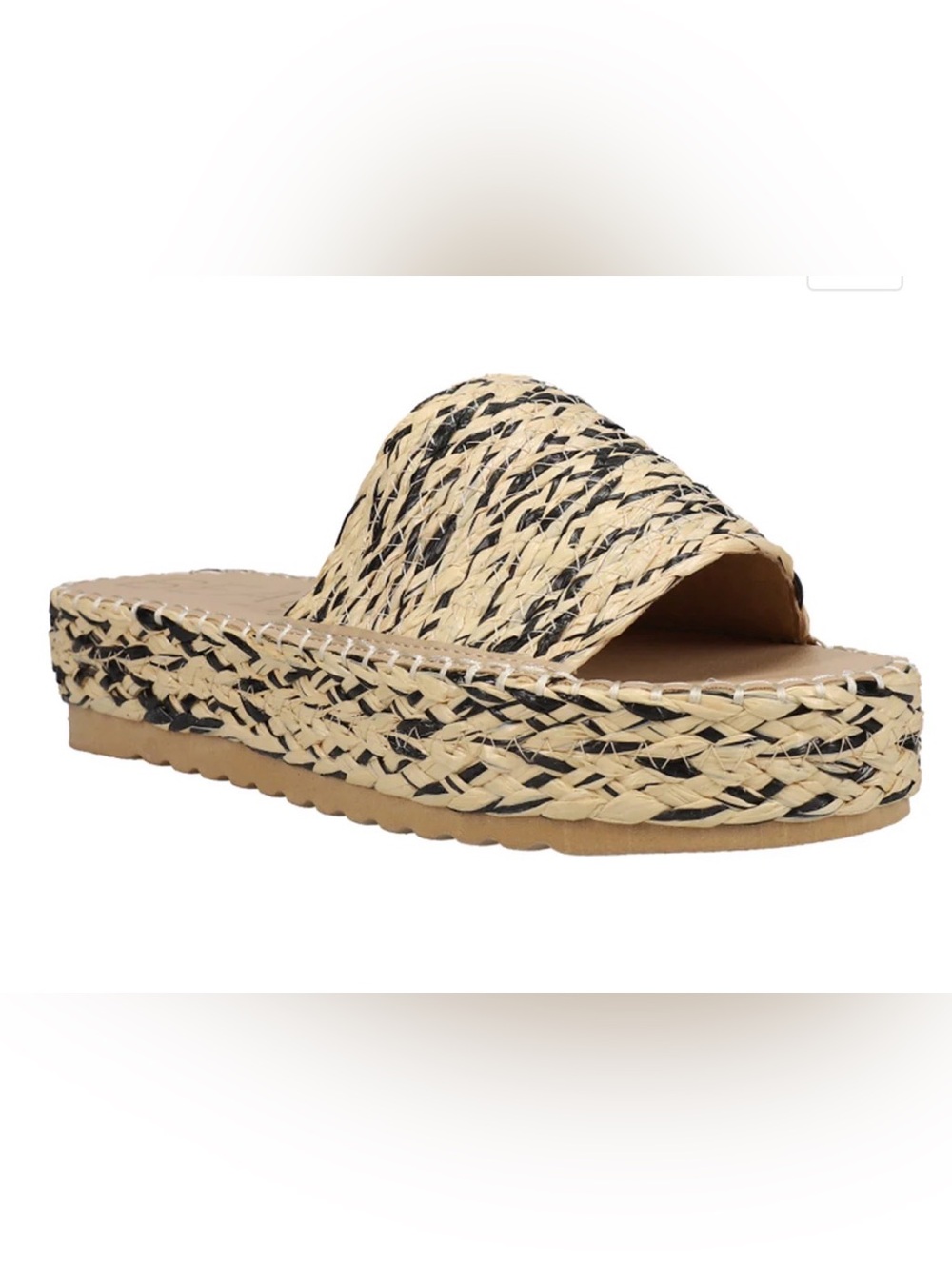 Beach by Matisse Black & Natural Woven Espadrille Slide sz 8